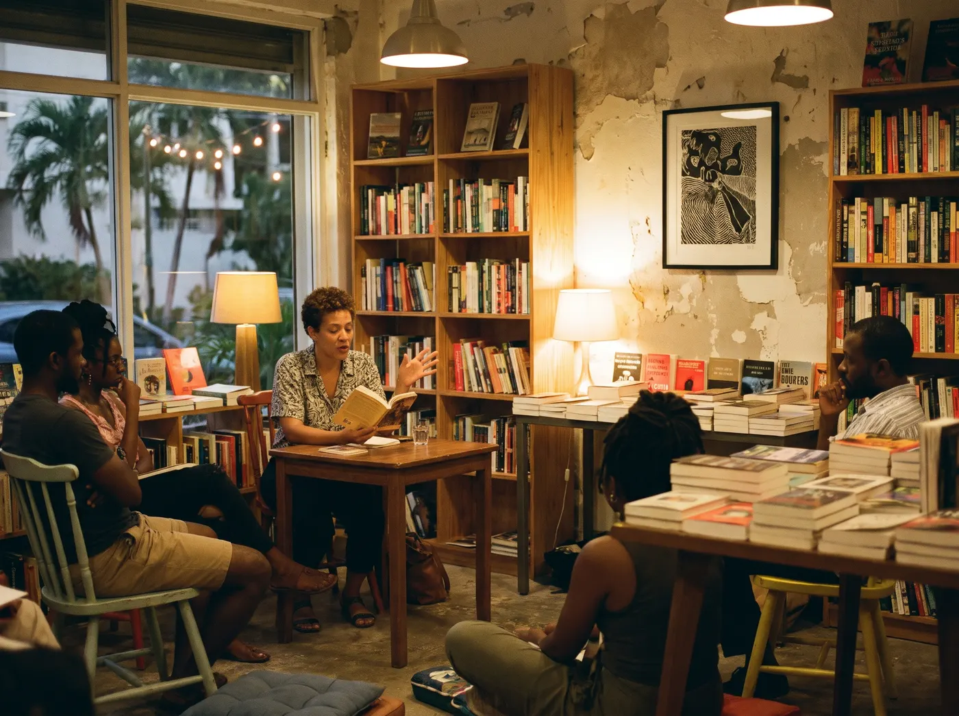 Une lecture publique dans une librairie